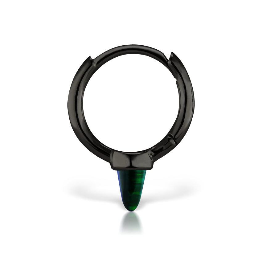 Single Short Black Opal Spike Hoop Earring (Non-Rotating) - Image 11