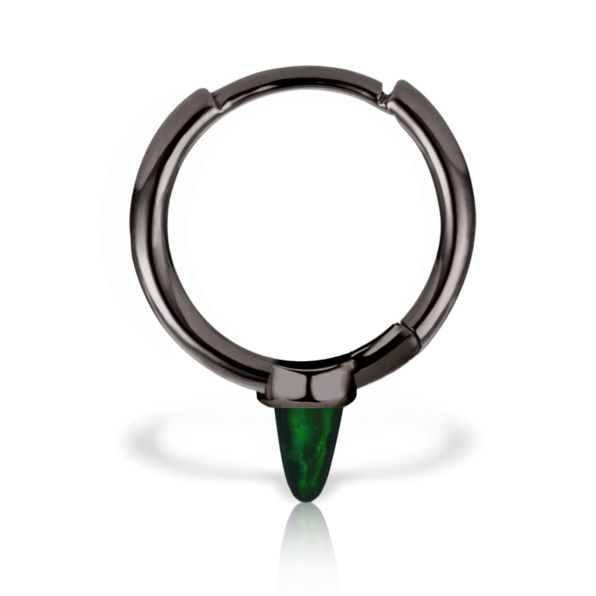 Single Short Black Opal Spike Hoop Earring (Non-Rotating) - Image 12