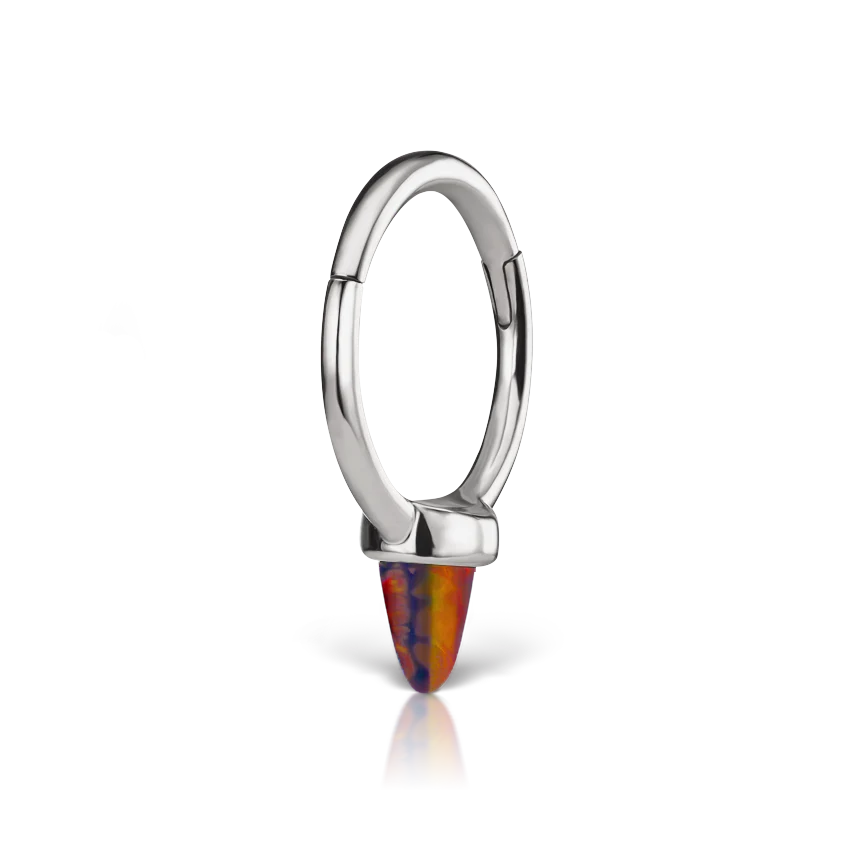 Single Short Black-Red Opal Spike Hoop Earring - Image 3