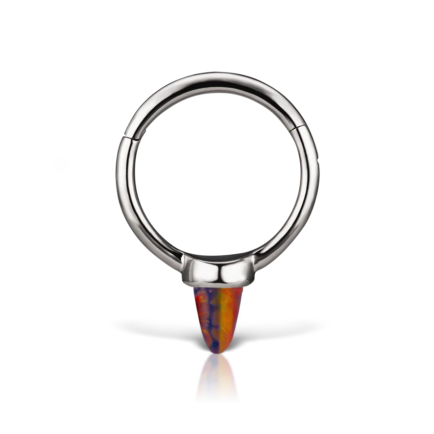 Single Short Black-Red Opal Spike Hoop Earring - Image 4