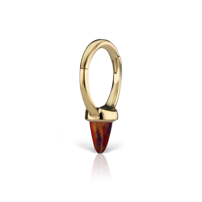 Single Short Black-Red Opal Spike Hoop Earring - Image 5