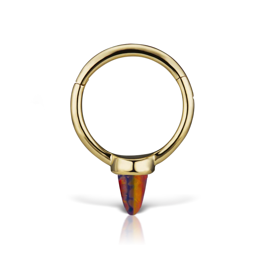 Single Short Black-Red Opal Spike Hoop Earring - Image 7