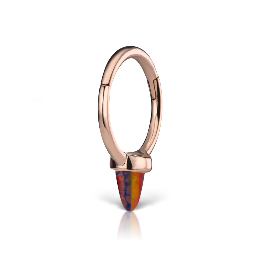 Single Short Black-Red Opal Spike Hoop Earring - Image 9