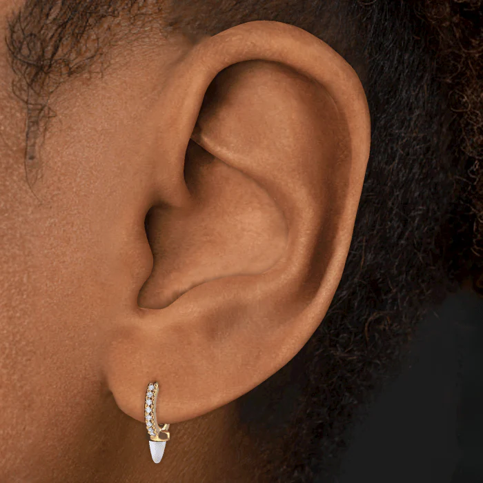 Single Short Opal Spike Diamond Eternity Hoop Earring - Image 24