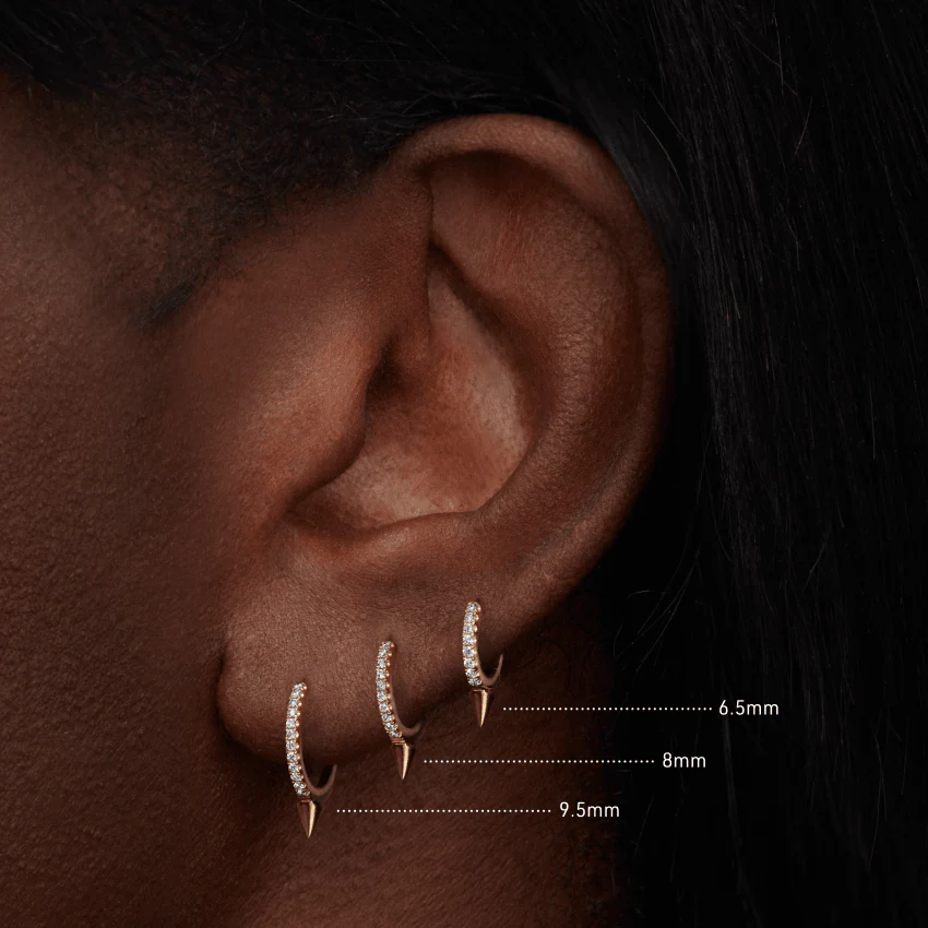 Single Short Spike Diamond Eternity Hoop Earring - Image 33