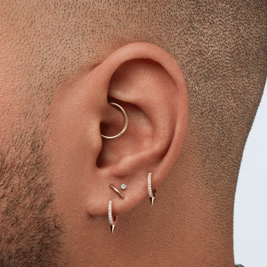 Single Short Spike Diamond Eternity Hoop Earring - Image 41
