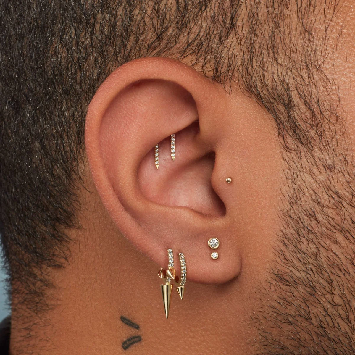 Single Short Spike Diamond Eternity Hoop Earring - Image 47