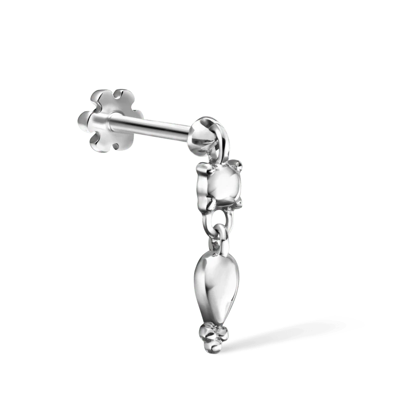 Single Tassel Threaded Charm Earring With Titanium Backing
