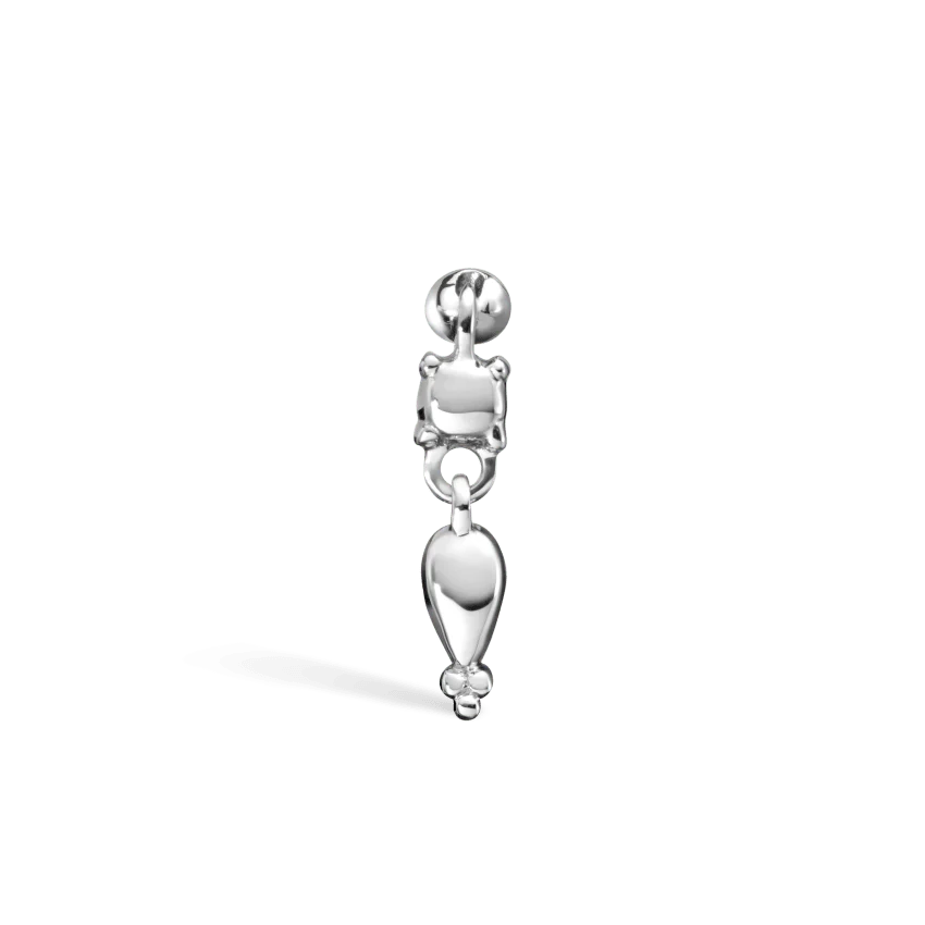 Single Tassel Threaded Charm Earring With Titanium Backing - Image 4