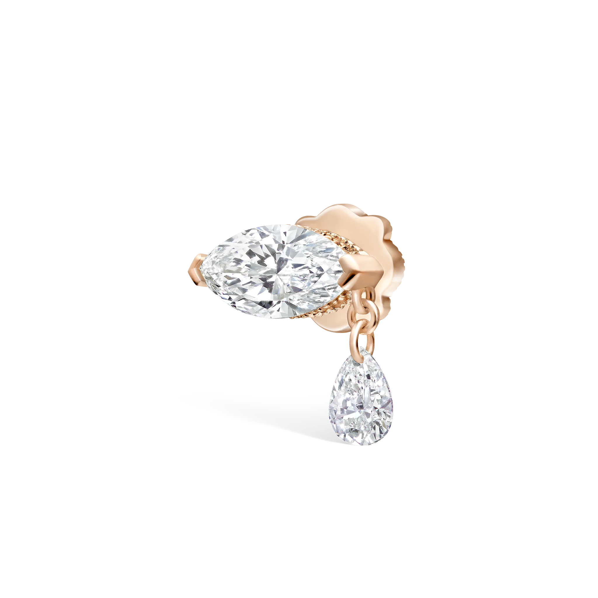Single Teardrop Marquise Diamond Threaded Stud Earring - Image 24