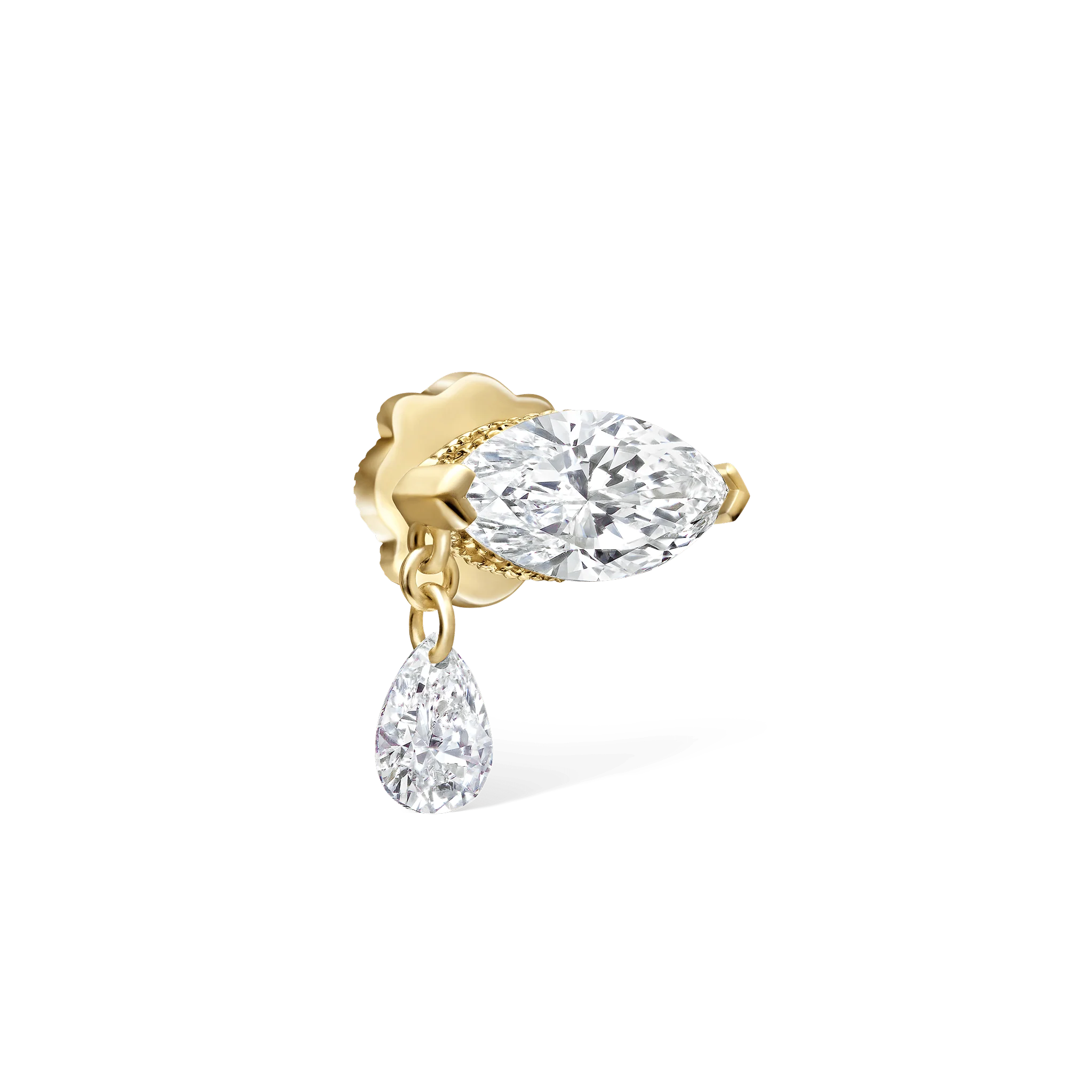 Single Teardrop Marquise Diamond Threaded Stud Earring - Image 27
