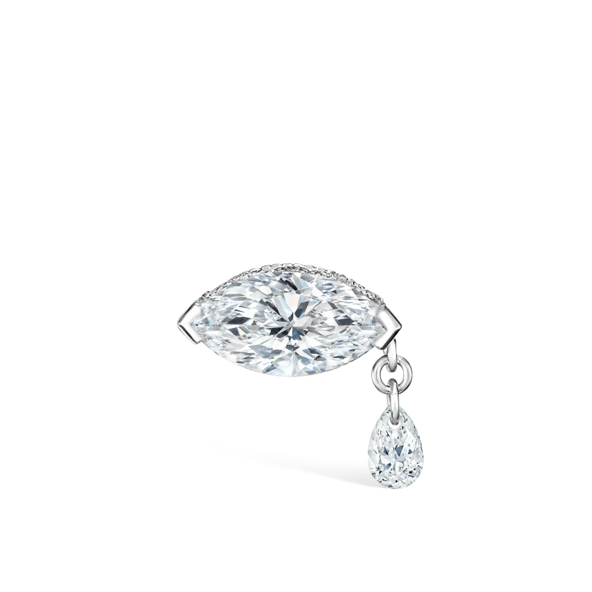 Single Teardrop Marquise Diamond Threaded Stud Earring With Titanium Backing - Image 6