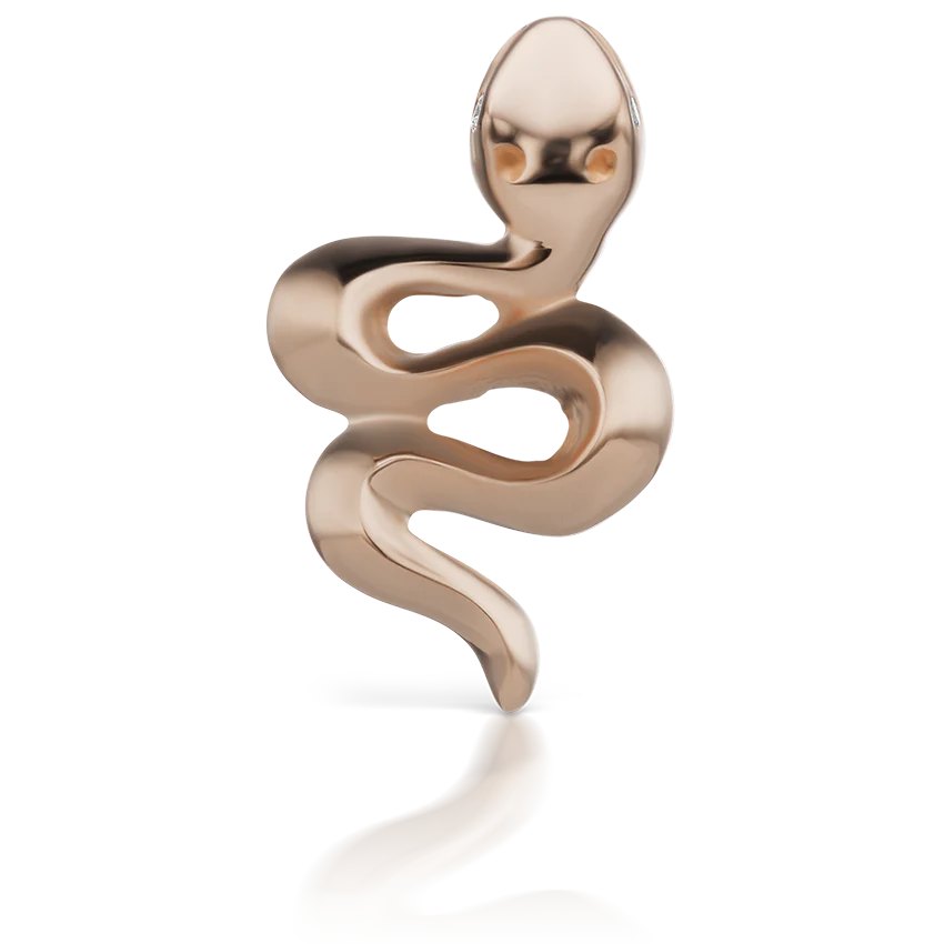 Snake with Diamond Eyes Threaded Stud Earring With Titanium Backing - Image 12