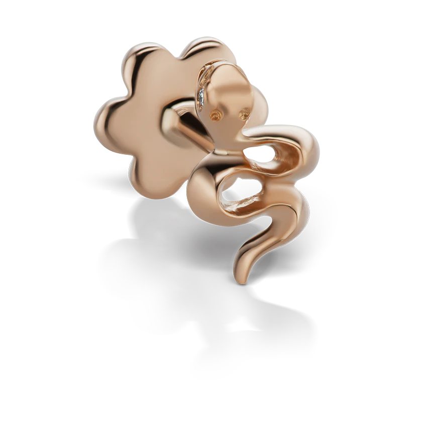 Snake with Diamond Eyes Threaded Stud Earring With Titanium Backing - Image 14