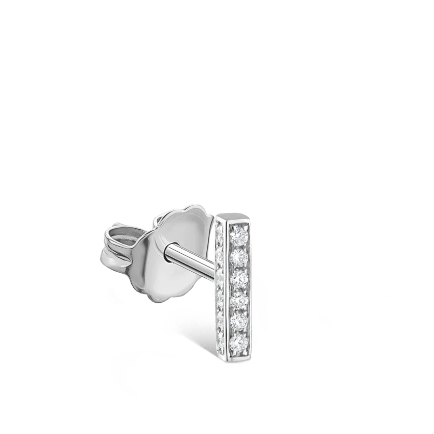 Square Diamond Pavé Bar Stud Earring