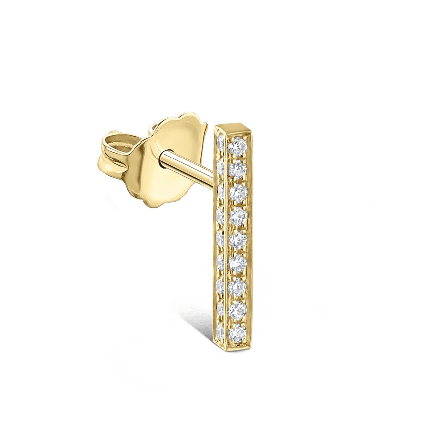 Square Diamond Pavé Bar Stud Earring - Image 12