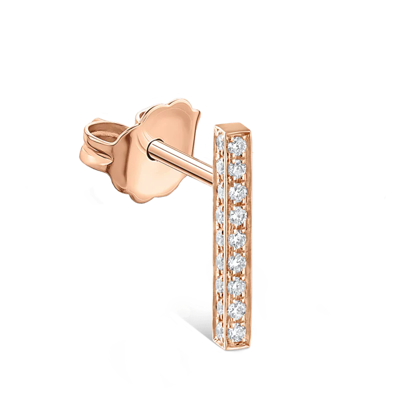 Square Diamond Pavé Bar Stud Earring - Image 18