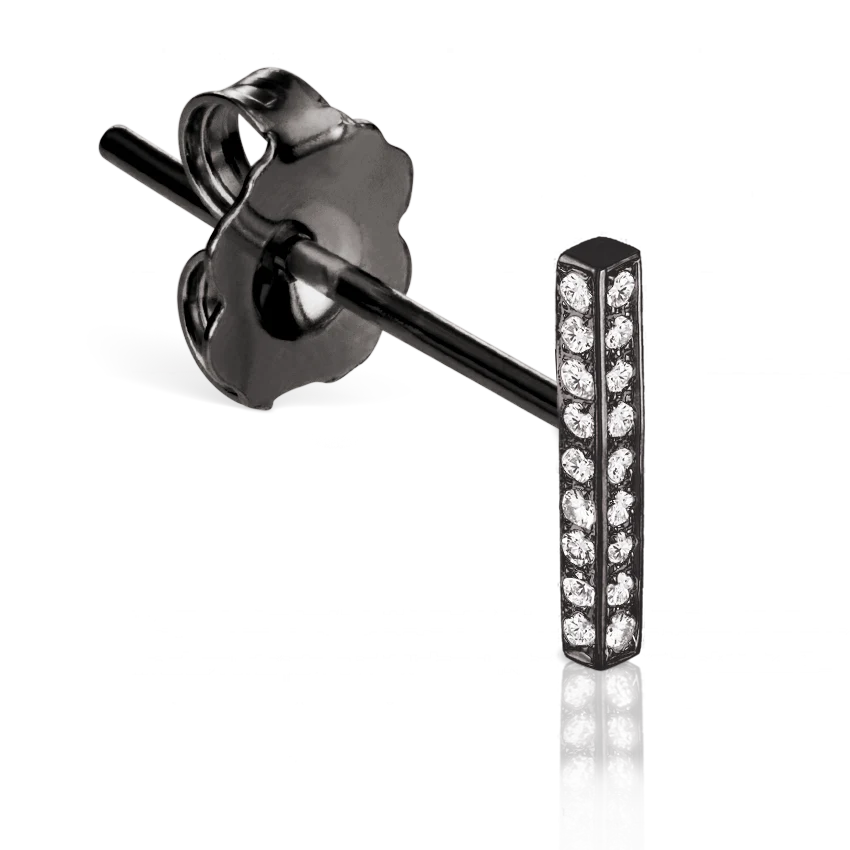 Square Diamond Pavé Bar Stud Earring - Image 22