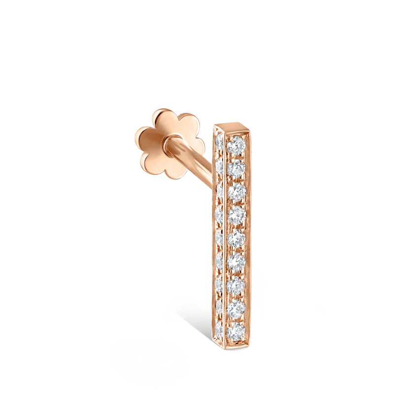 Square Diamond Pavé Bar Threaded Stud Earring - Image 31