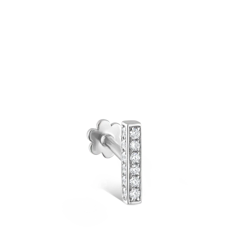 Square Diamond Pavé Bar Threaded Stud Earring With Titanium Backing