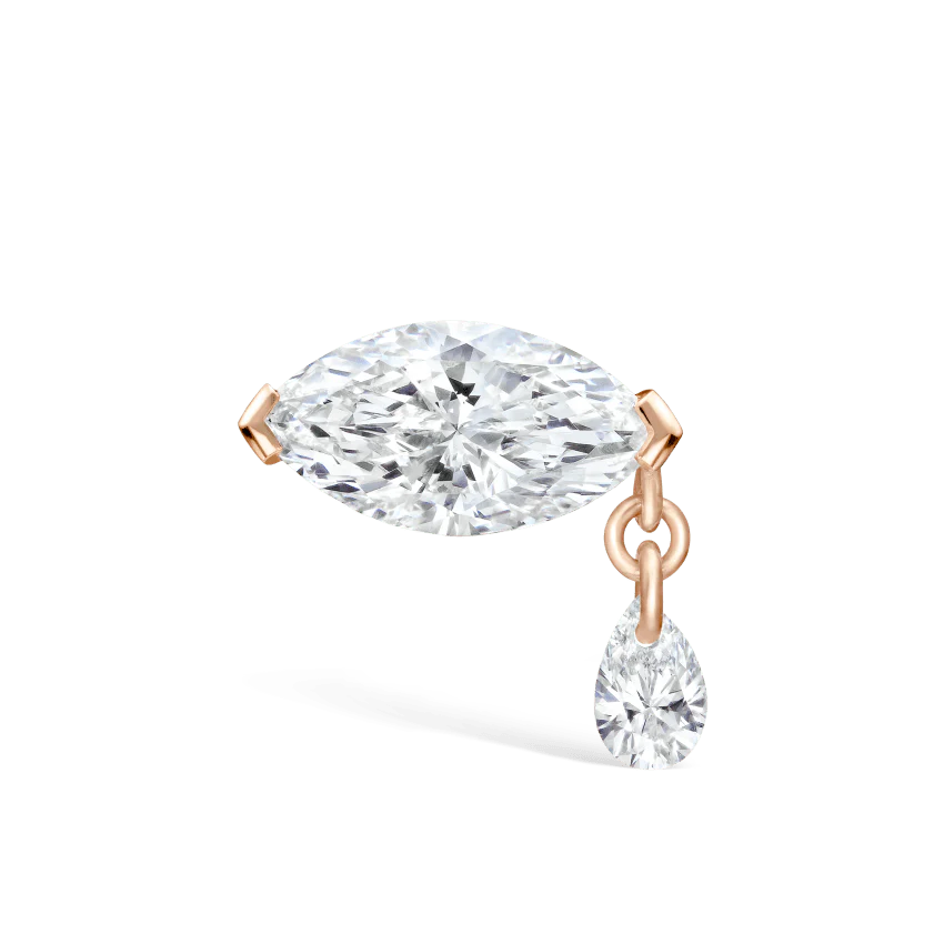 Single Teardrop Marquise Diamond Threaded Stud Earring - Image 18