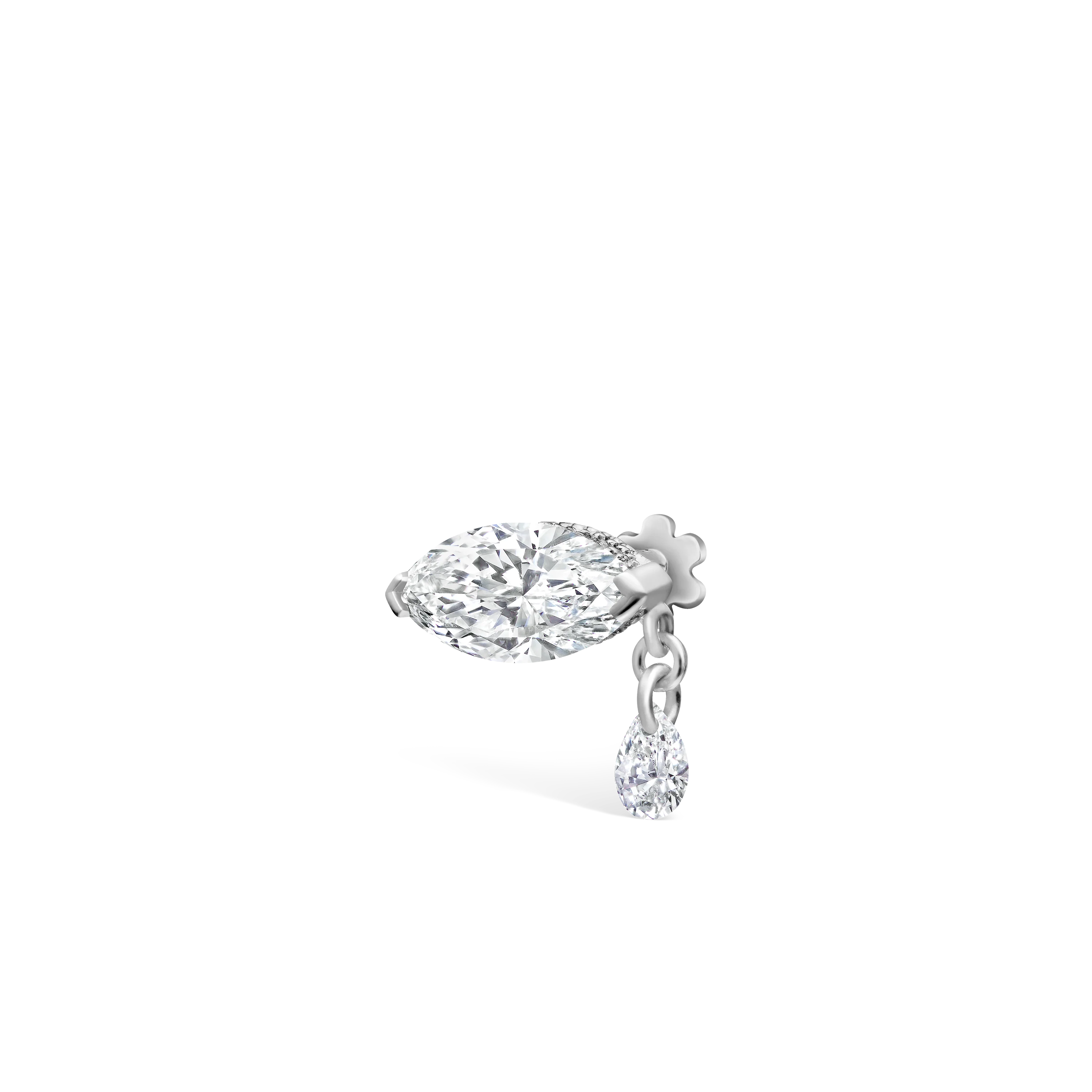 Single Teardrop Marquise Diamond Threaded Stud Earring - Image 20