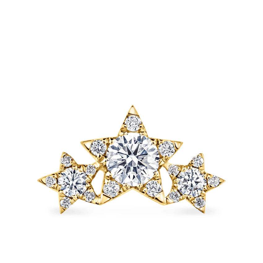 Three Star Garland Diamond Threaded Stud Earring - Image 10