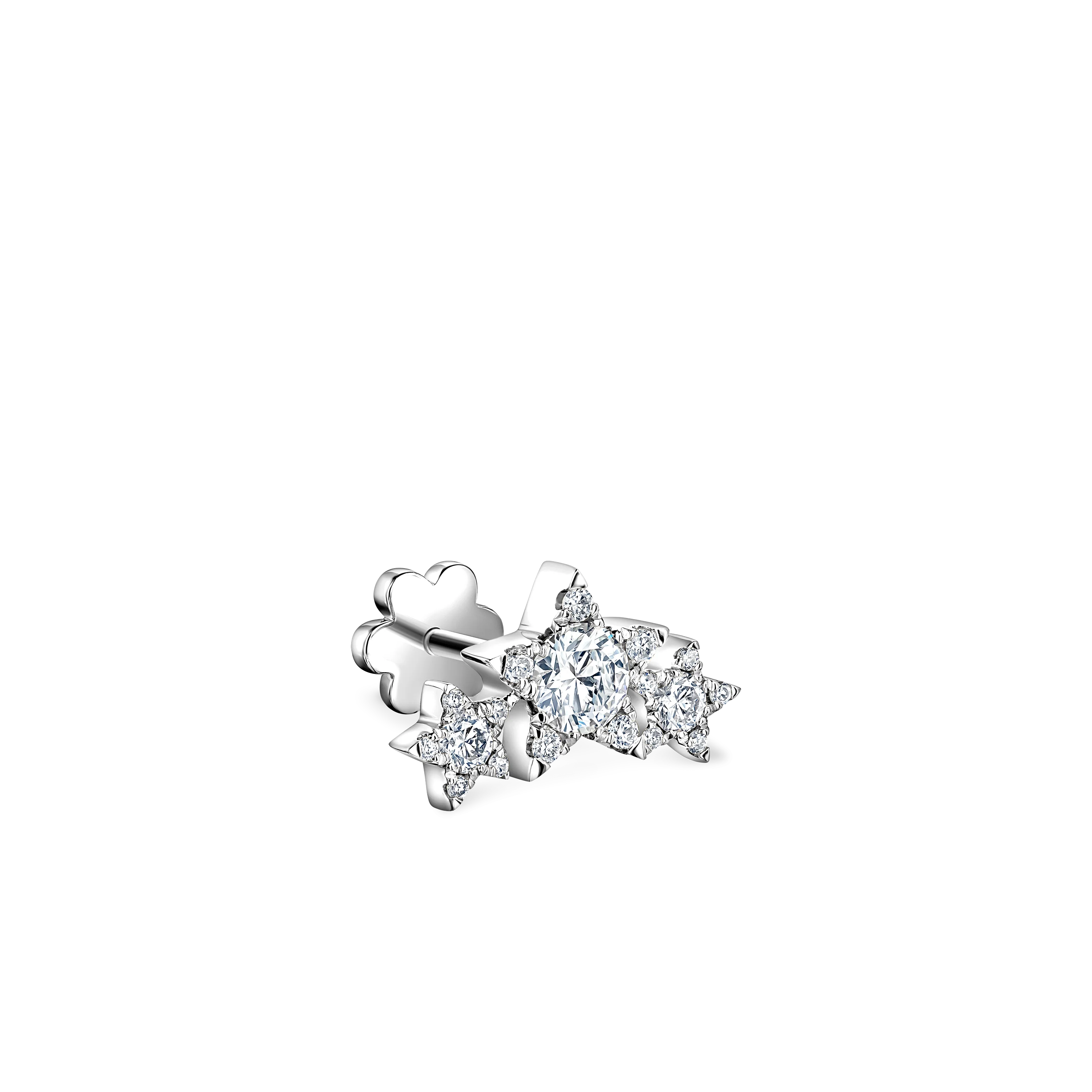 Three Star Garland Diamond Threaded Stud Earring - Image 18