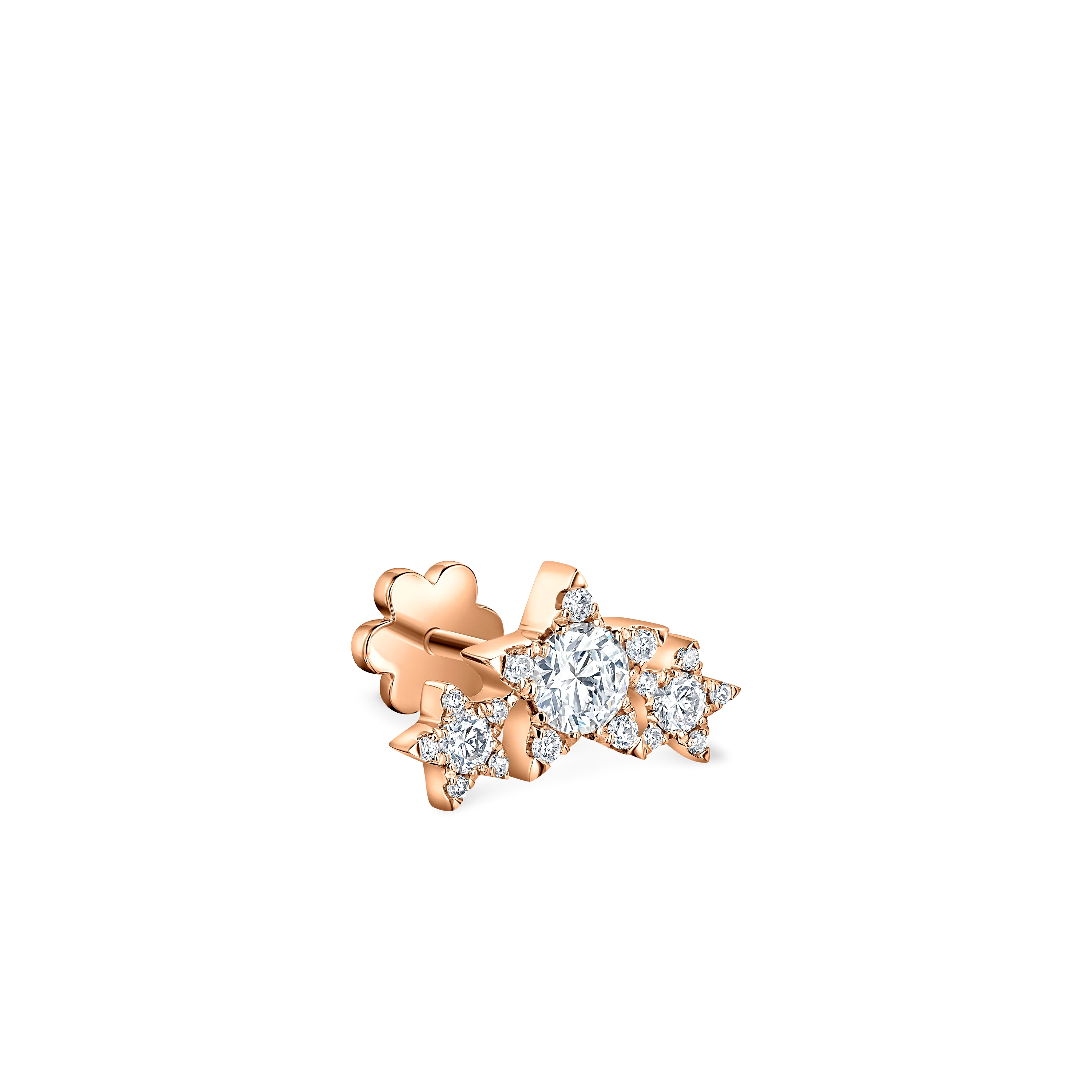 Three Star Garland Diamond Threaded Stud Earring - Image 19