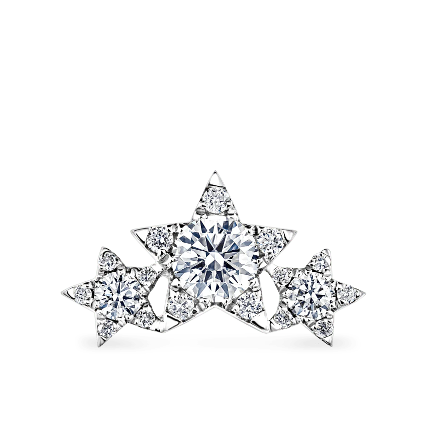 Three Star Garland Diamond Threaded Stud Earring - Image 5