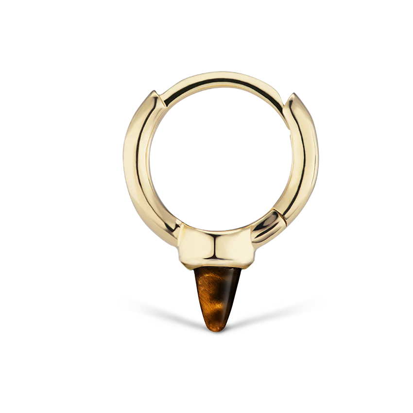 Tiger's Eye Single Short Spike Hoop Earring (Non-Rotating) - Image 2