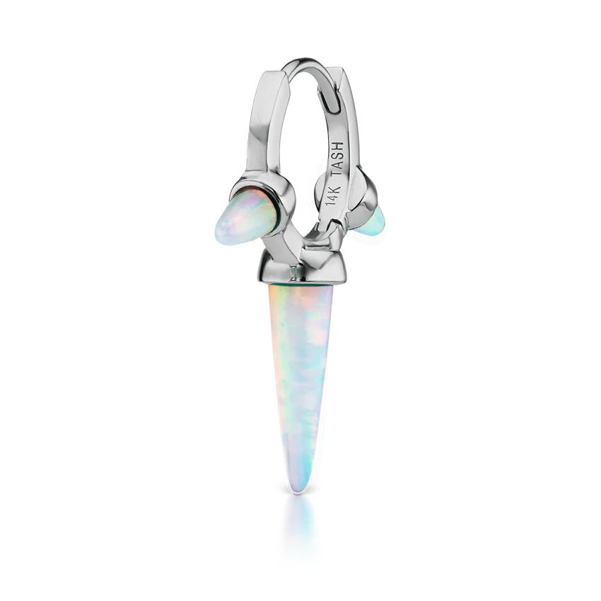 Triple Long Opal Spike Hoop Earring