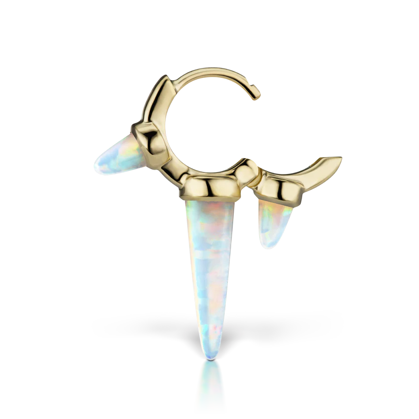 Triple Long Opal Spike Hoop Earring - Image 10