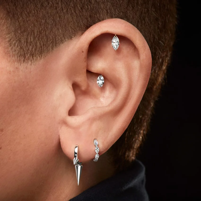 Triple Long Spike Hoop Earring - Image 14