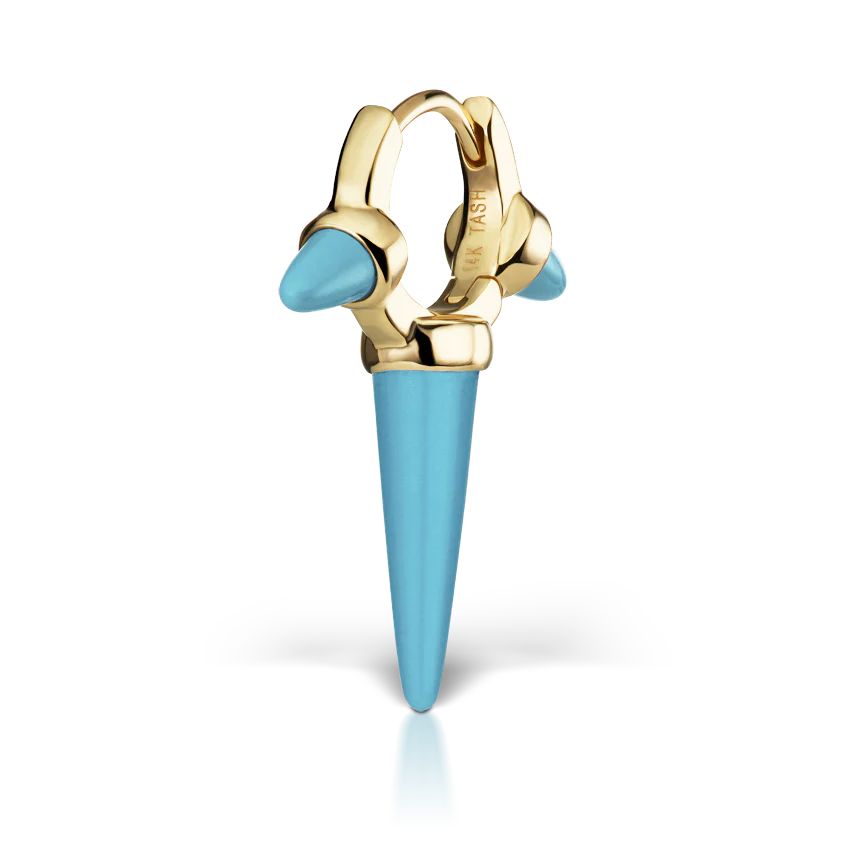 Triple Long Turquoise Spike Hoop Earring - Image 11
