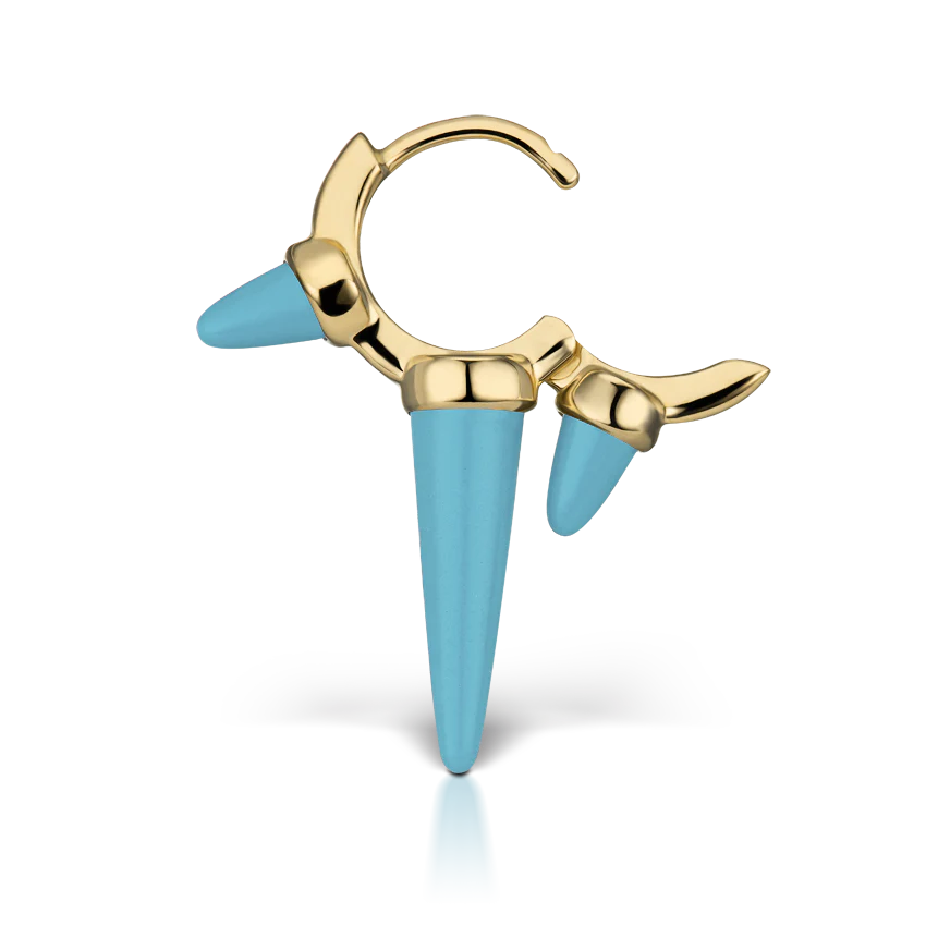 Triple Long Turquoise Spike Hoop Earring - Image 12
