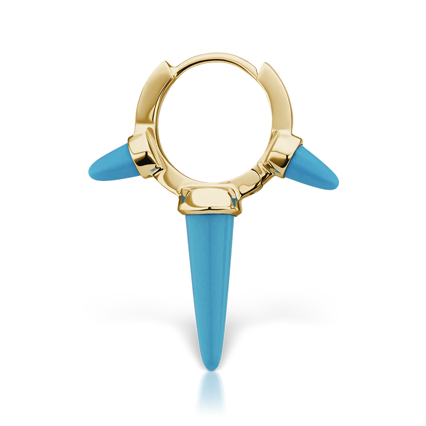 Triple Long Turquoise Spike Hoop Earring - Image 14