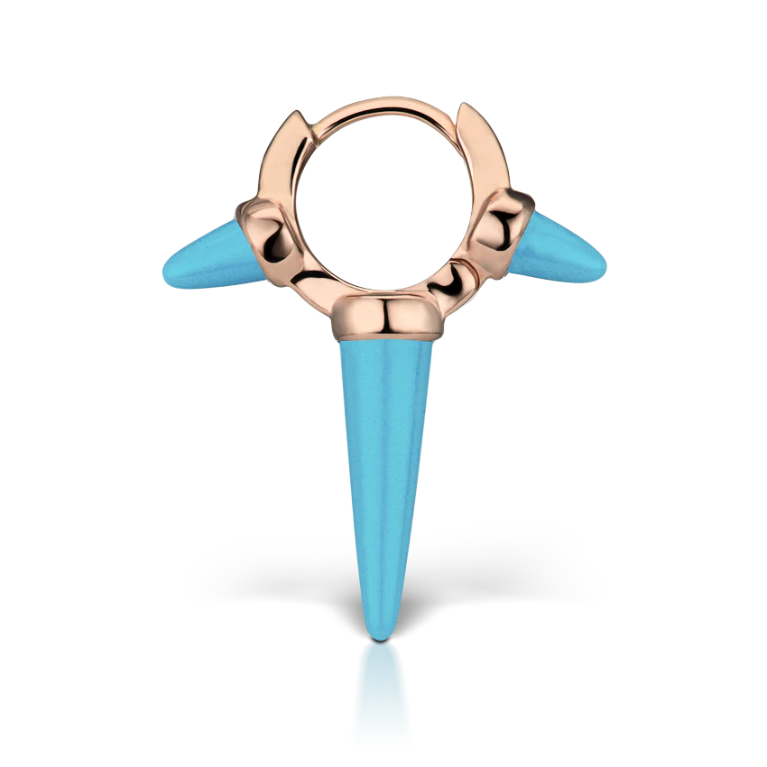 Triple Long Turquoise Spike Hoop Earring - Image 18