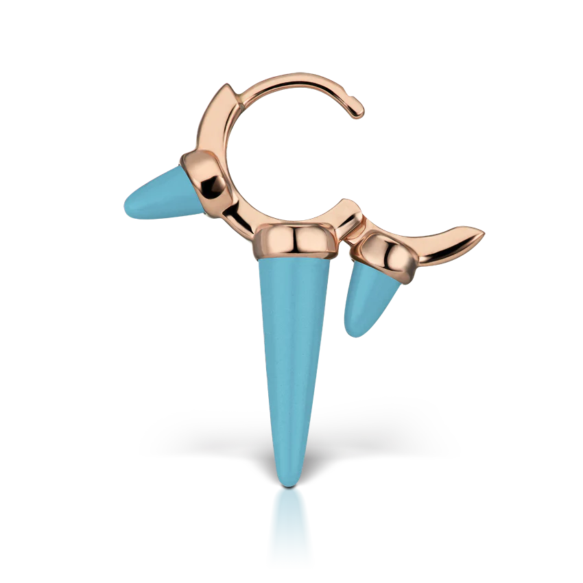 Triple Long Turquoise Spike Hoop Earring - Image 20