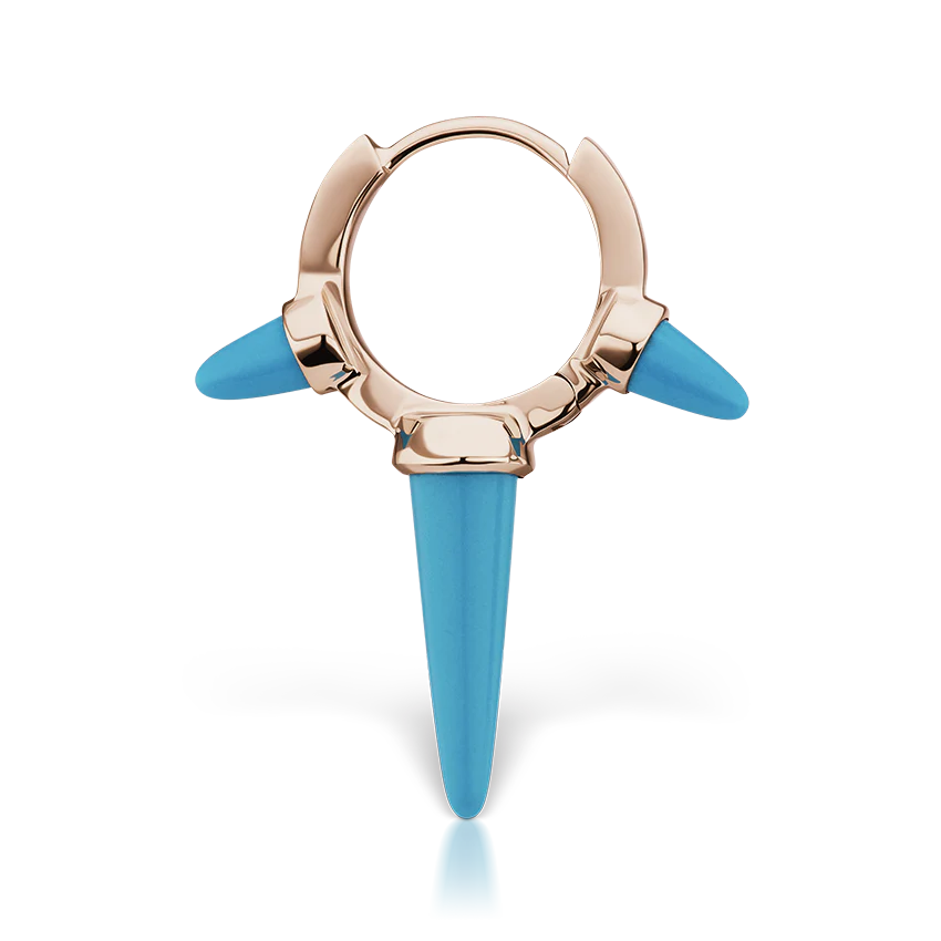 Triple Long Turquoise Spike Hoop Earring - Image 22