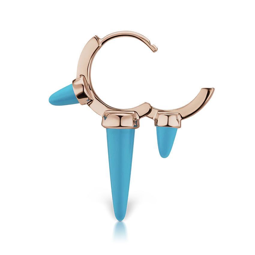 Triple Long Turquoise Spike Hoop Earring - Image 24