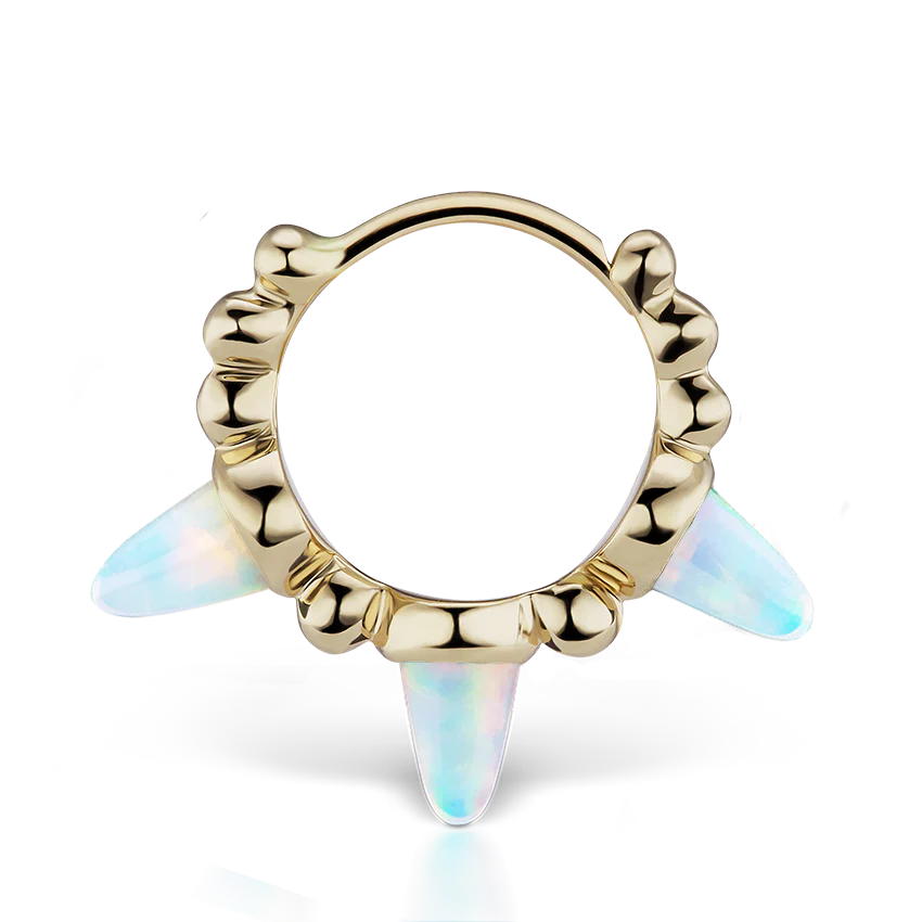 Triple Short Opal Spike Granulated Hoop Earring - Image 10