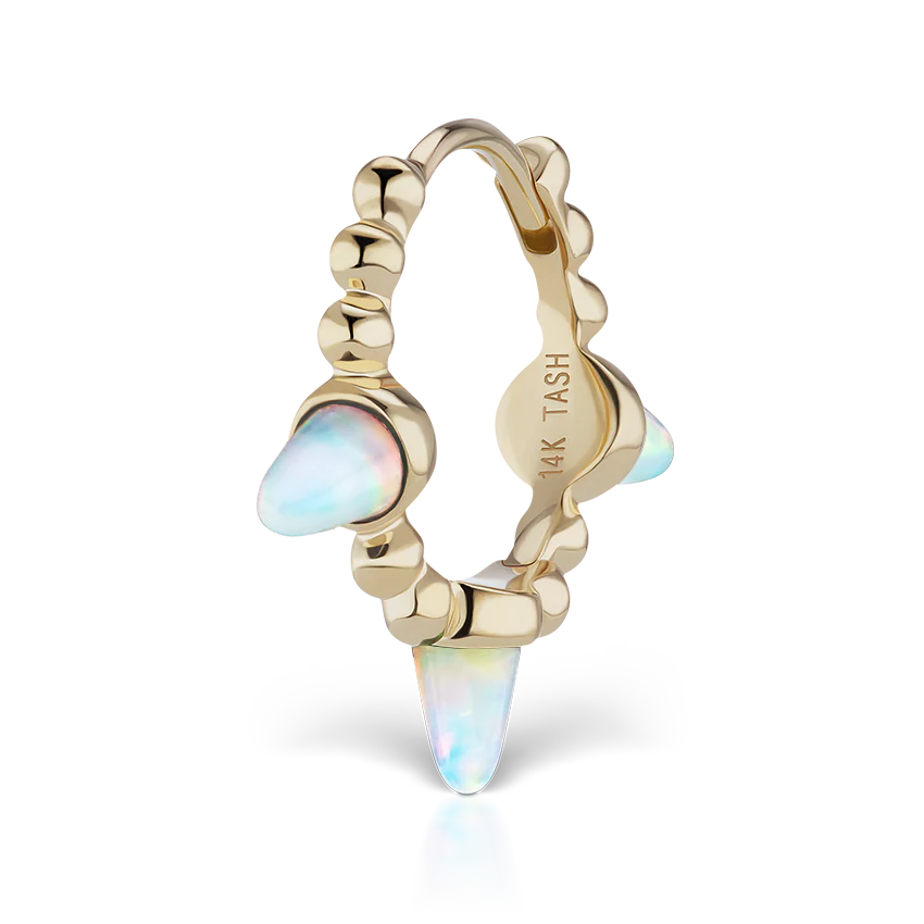 Triple Short Opal Spike Granulated Hoop Earring - Image 13