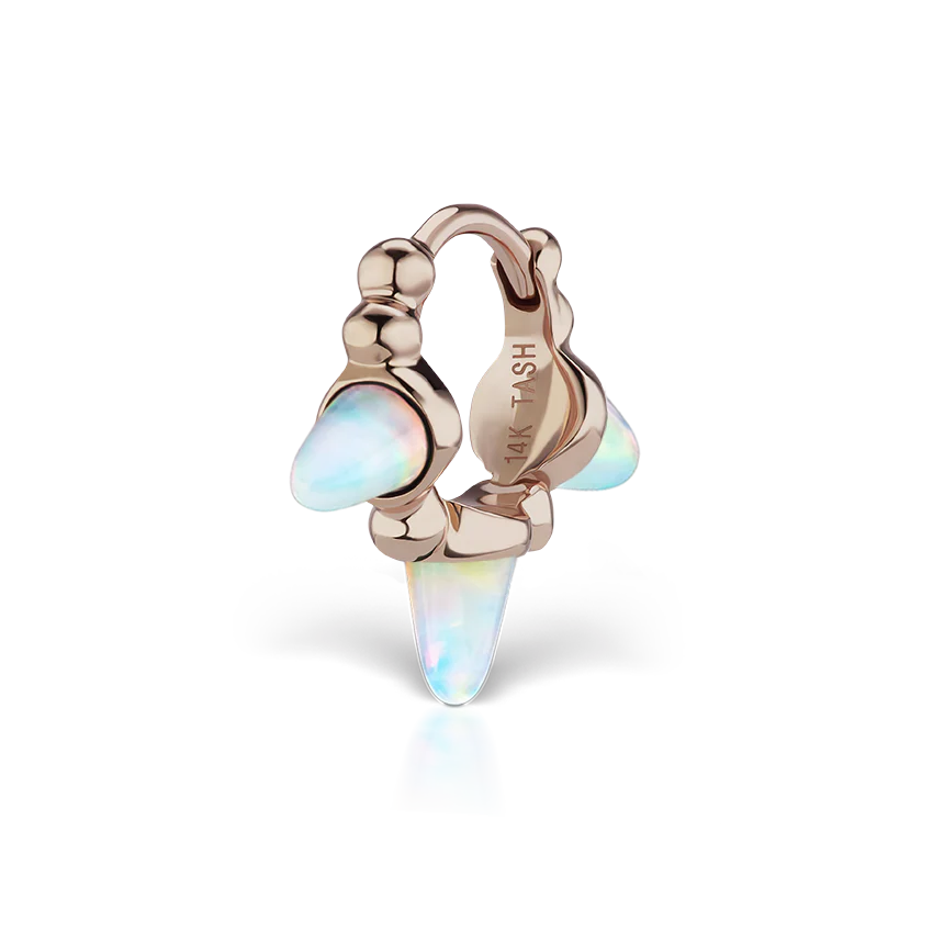 Triple Short Opal Spike Granulated Hoop Earring - Image 14