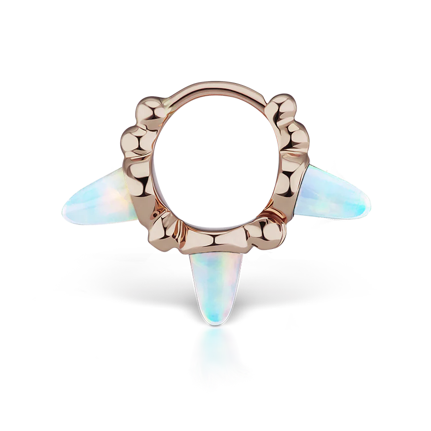 Triple Short Opal Spike Granulated Hoop Earring - Image 15