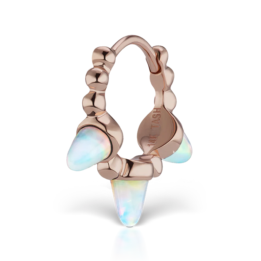 Triple Short Opal Spike Granulated Hoop Earring - Image 16