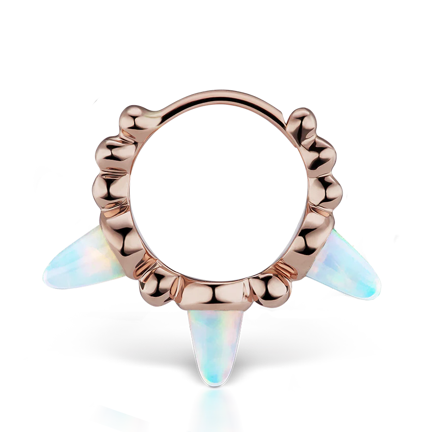 Triple Short Opal Spike Granulated Hoop Earring - Image 17