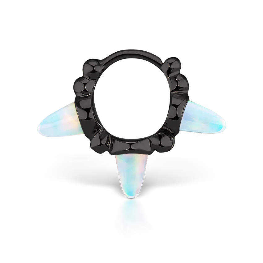 Triple Short Opal Spike Granulated Hoop Earring - Image 20
