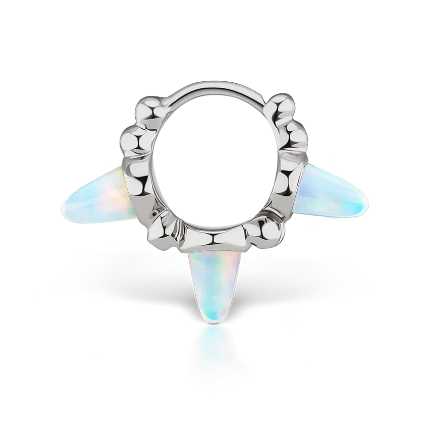 Triple Short Opal Spike Granulated Hoop Earring - Image 3