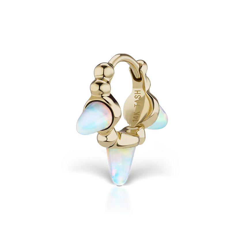 Triple Short Opal Spike Granulated Hoop Earring - Image 8